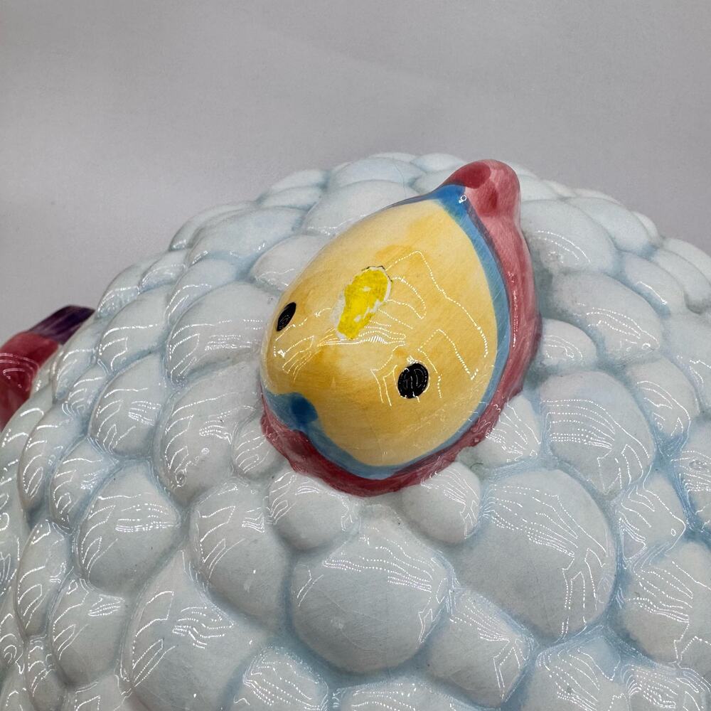 Vintage ANCO Kitten Cat Ceramic Cookie Jar & Lid Bubble Bath With Fish 1970's - Picture 9 of 13